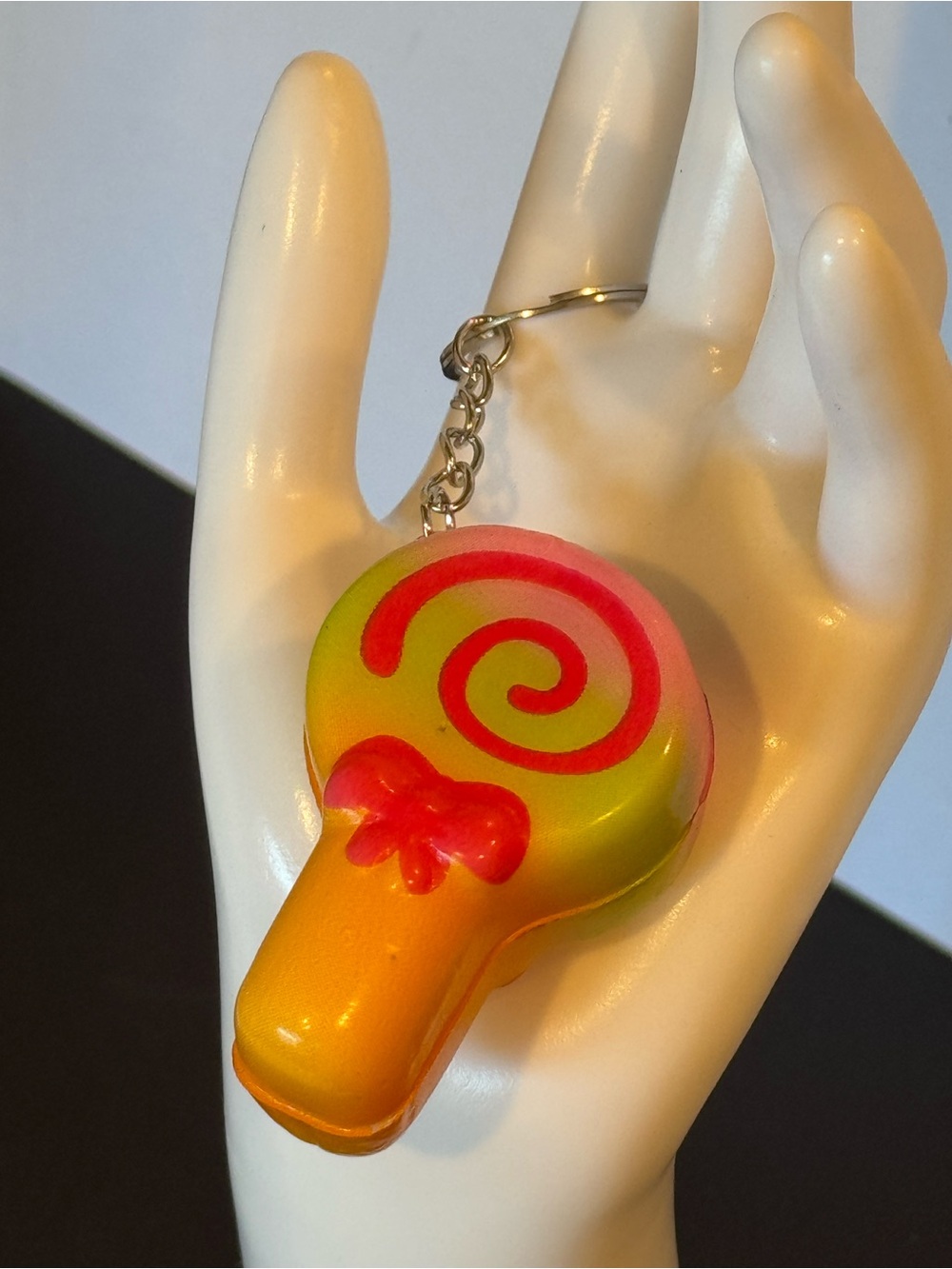 Rainbow Lollipop Squishy Keychain Pink Yellow Bag Charm Candy Bow NIP